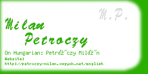 milan petroczy business card